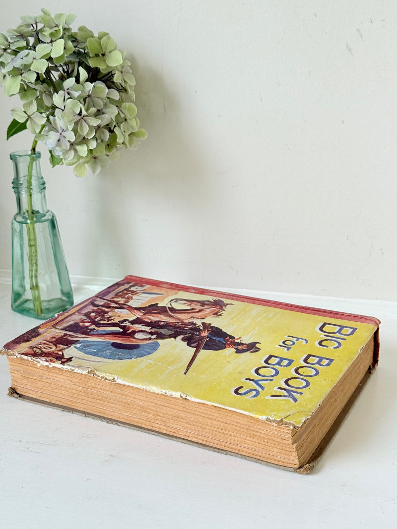 Vintage Big Book for Boys annual with illustrated cover and inscription dated 1941, photographed on a white surface