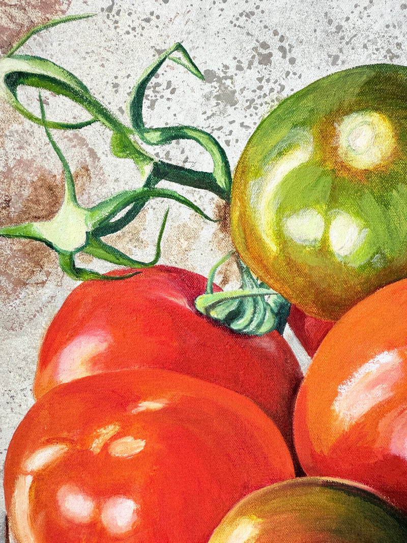 Original Still Life Painting of Tomatoes by M. Brier, 2023, Framed