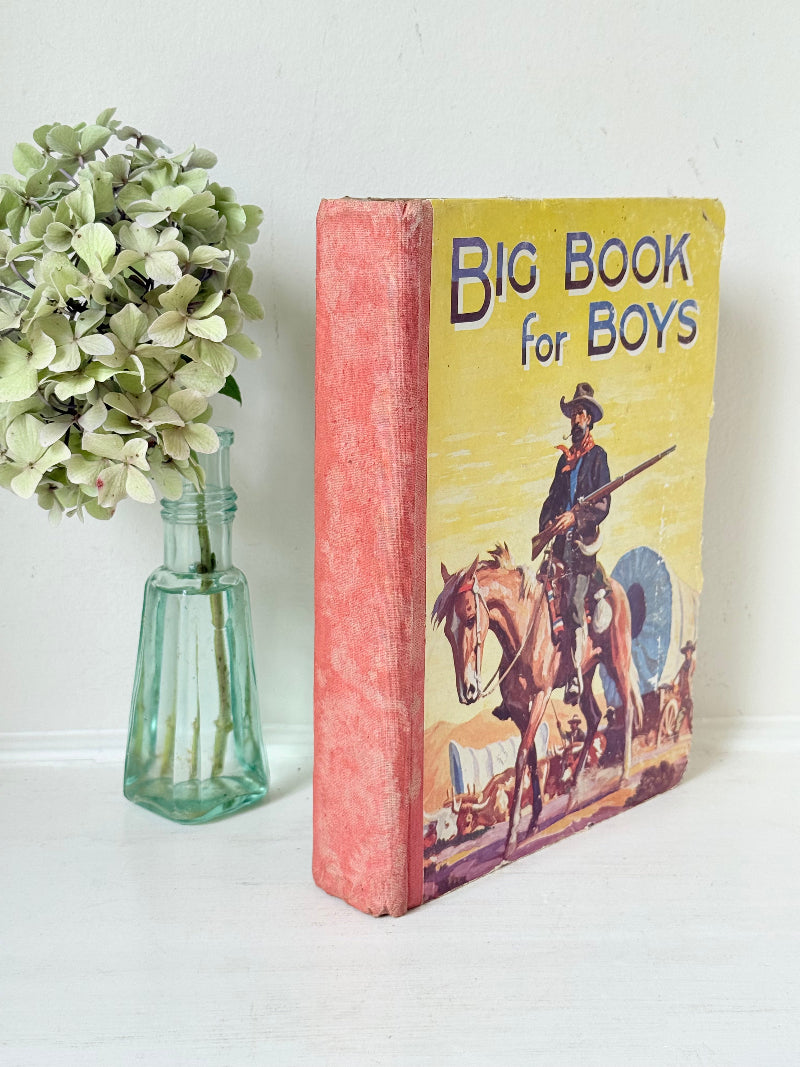 Vintage Big Book for Boys annual with illustrated cover and inscription dated 1941, photographed on a white surface