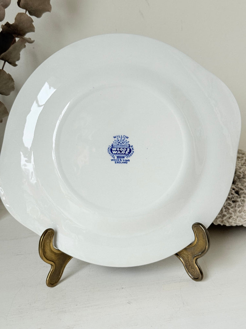 Wood and Sons Blue Willow serving plate shown on a white surface.