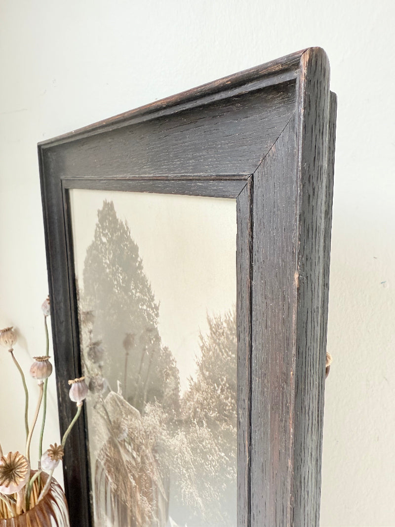 Framed Antique Sepia Photograph of English Village Scene, Early 20th Century