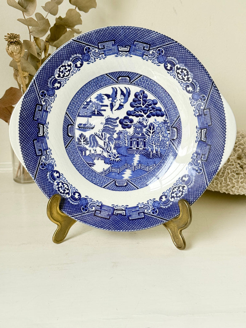 Wood and Sons Blue Willow serving plate shown on a white surface.