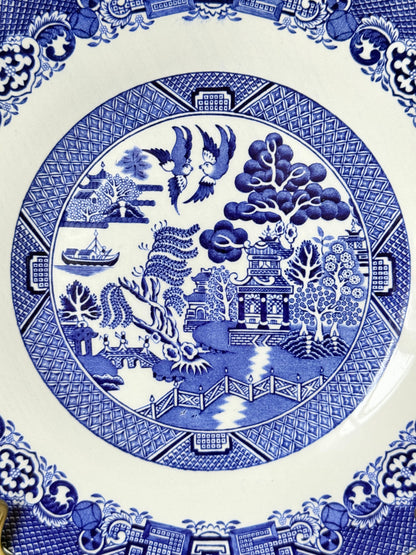 Wood and Sons Blue Willow serving plate shown on a white surface.