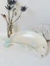 Vintage Shorter and Son fish serving dish in cream with pale green detail, photographed on a white surface