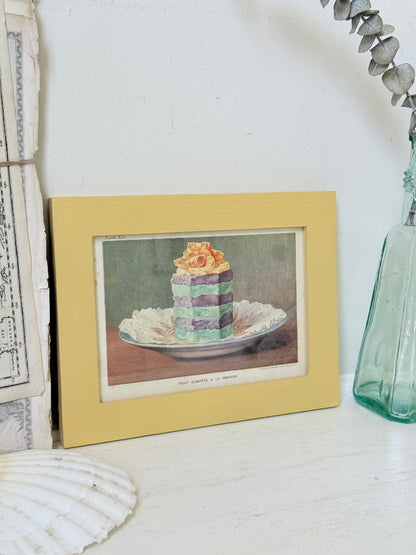 Framed antique Victorian cookery illustration from Cassell’s New Universal Cookery Book showing Fruit Compote à la Genoese