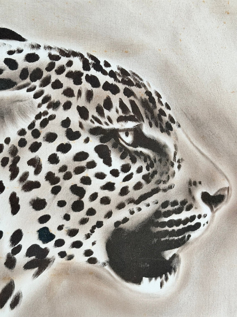 Original oil painting of a leopard profile, framed and displayed against a white background.