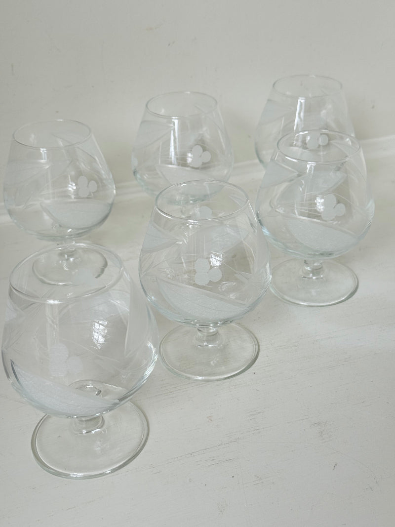 Vintage Etched Bailey’s Glasses, Set of Six