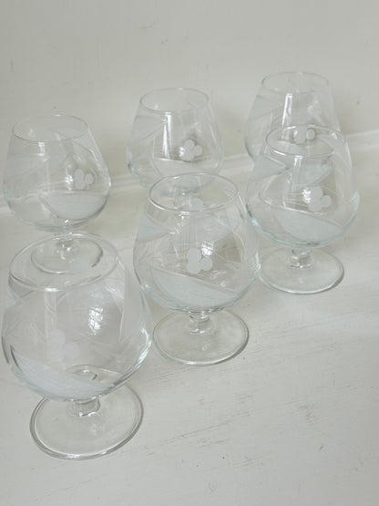 Vintage Etched Bailey’s Glasses, Set of Six