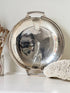 Art Deco silver plate serving dish with stepped handles on a white surface, Goldsmiths and Silversmiths Company Regent Plate