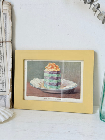 Framed antique Victorian cookery illustration from Cassell’s New Universal Cookery Book showing Fruit Compote à la Genoese