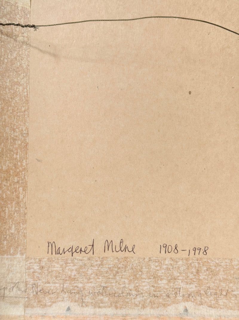 A close-up of a beige paper or cardboard surface with a handwritten inscription reading &