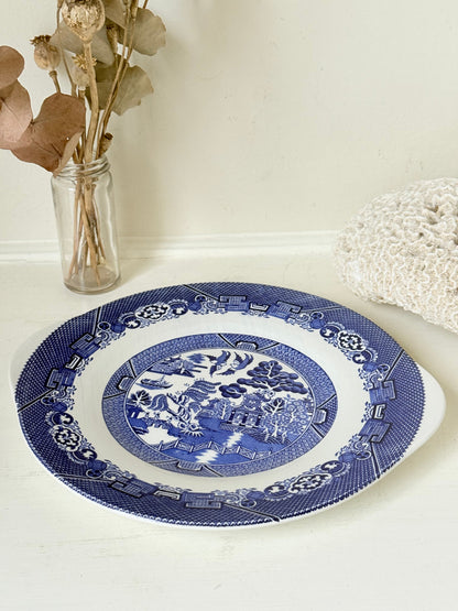 Wood and Sons Blue Willow serving plate shown on a white surface.