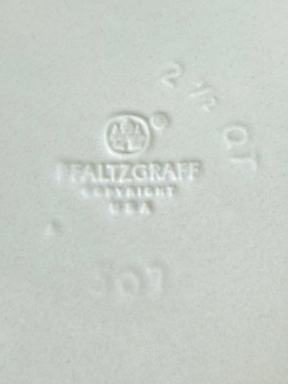 Pfaltzgraff Yorktowne stoneware sugar jar with blue floral motif and lid, photographed on a white surface