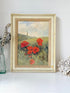 Original oil painting of a red poppy field at Maplescombe Valley in Kent, signed, in a limed wood frame