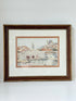 Framed watercolour painting of Dubrovnik harbour and old town architecture, photographed on a white surface