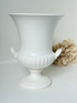 Vintage Wedgwood white urn vase with handles, photographed on a white surface