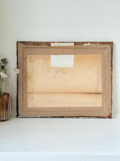 Vintage Cubist Bordeaux Bottle Still Life, Oil on Canvas, Gilt Frame